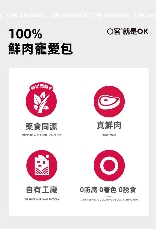 【Okeepet 100%鮮肉寵愛包｜金槍魚&火雞&棕櫚仁配方】
