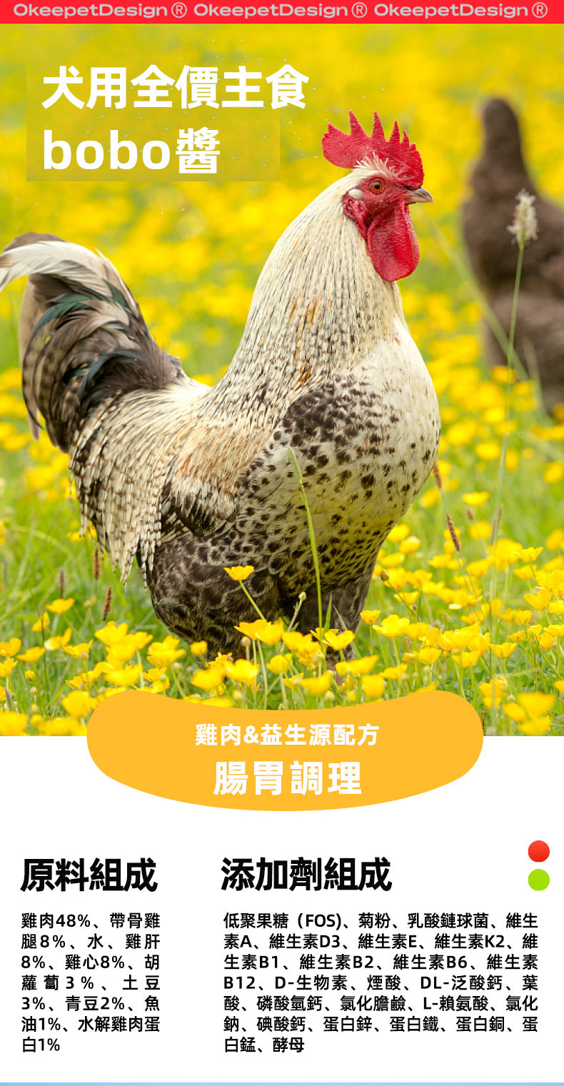 【Okeepet 全營養鮮肉主食bobo醬（犬用）｜牛肉&軟骨素】