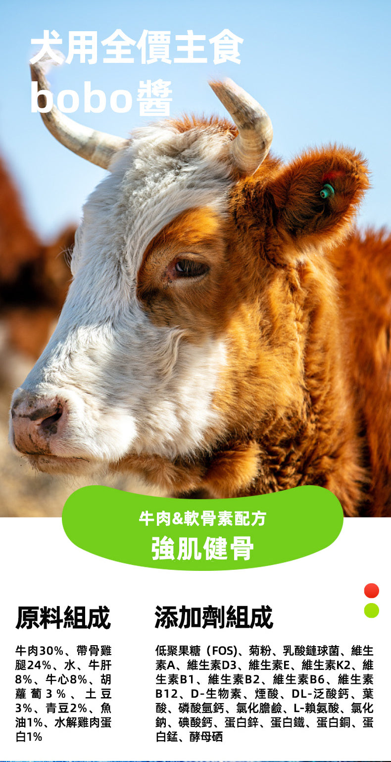 【Okeepet 全營養鮮肉主食bobo醬（犬用）｜牛肉&軟骨素】
