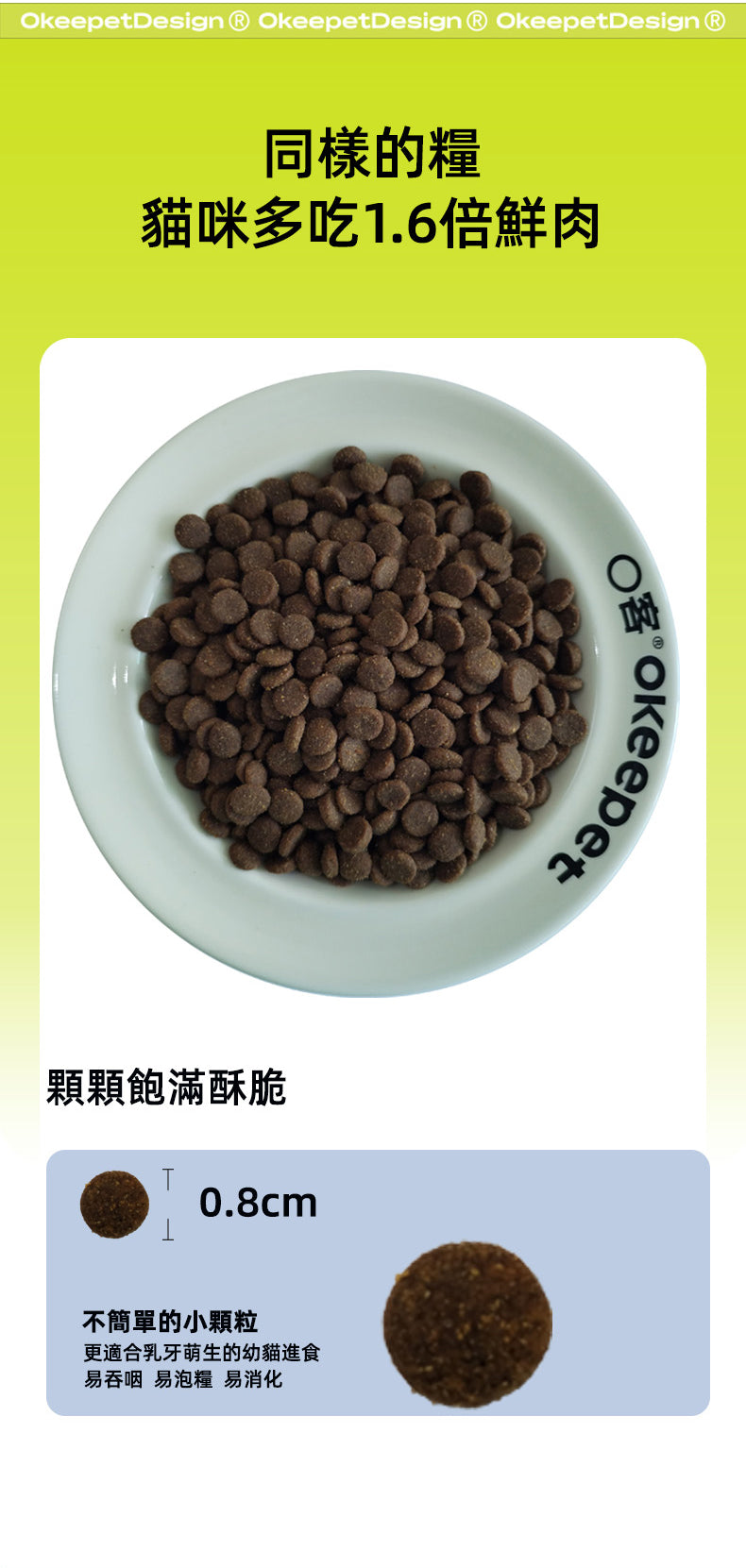 【Okeepet Freeze-Dried Fresh Complete Cat Food｜Chicken &amp; Alfalfa Formula】